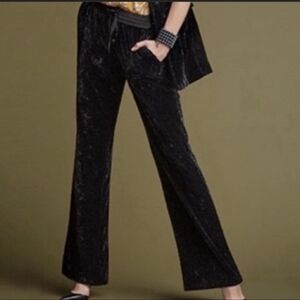 CAbi Hostess black velvet wide leg pants trousers M flowy luxe holiday